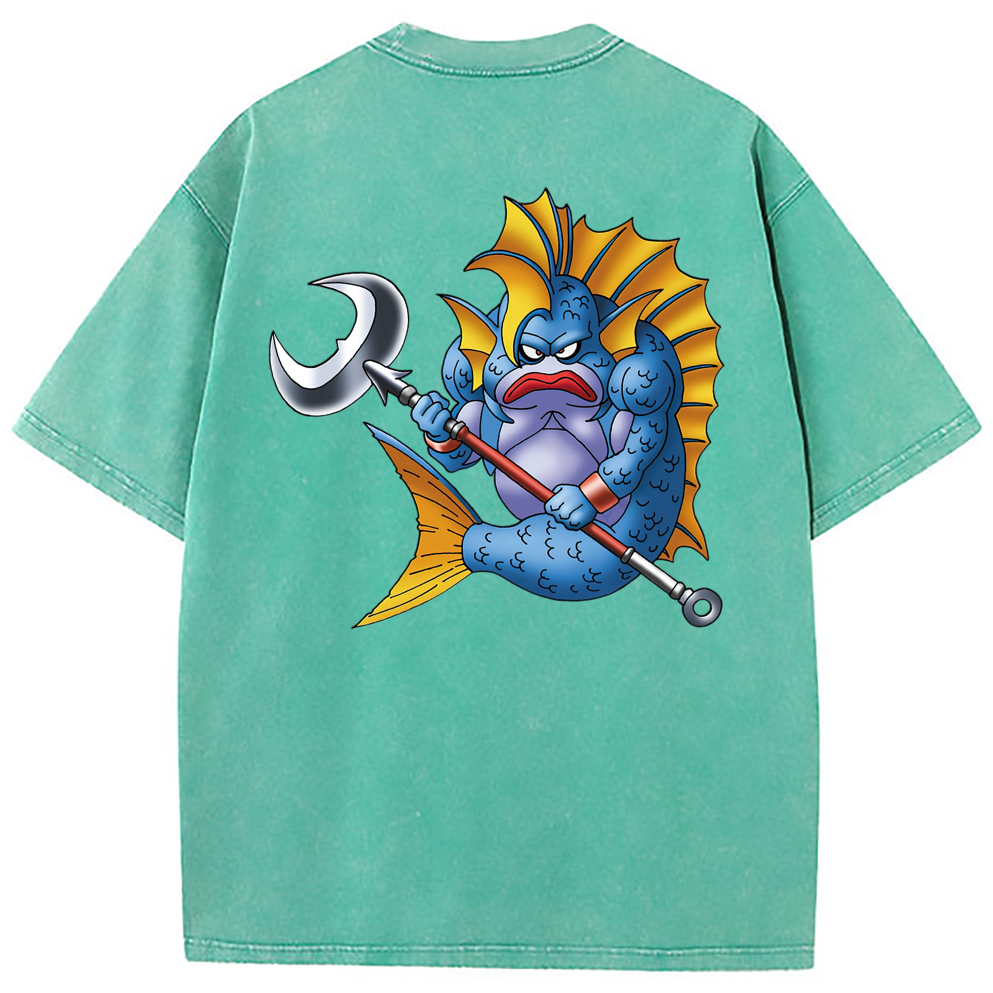 （画像用） ドラゴンクエスト Doragon Kuesuto Dragon Quest 綿100% ヴィンテージ風 半袖Tシャツ（背面プリント）